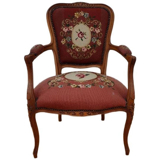 Brocante Vintage Gobelin Louis Xv Stoeltje, Fauteuil 1