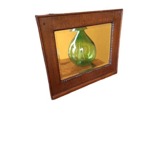 Vintage Eikenhouten Lijst Met Facet Geslepen Spiegel 1