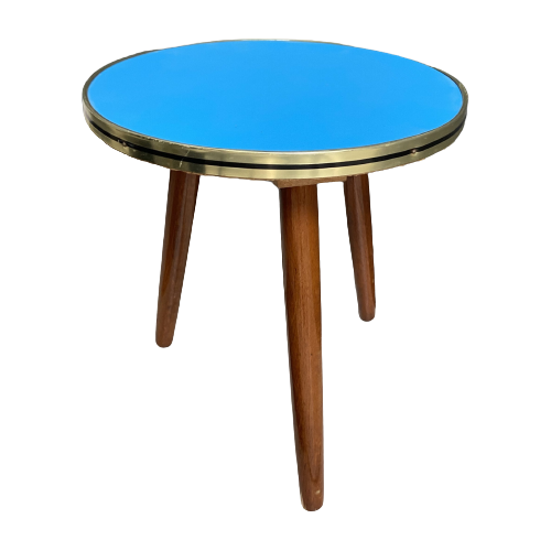 Blue Formica Round Vintage Plant Table 1960S
