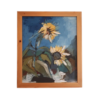 * Vintage Schilderij Zonnebloemen Olieverf Op Doek
