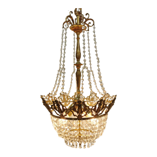 Kroonluchter Vintage Kristallen Hollywood Regency Hanglamp 1