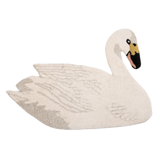 Vloerkleed Zwaan 60X90 Cm Wit Wol - Clayre En Eef - Dieren Tapijt 1