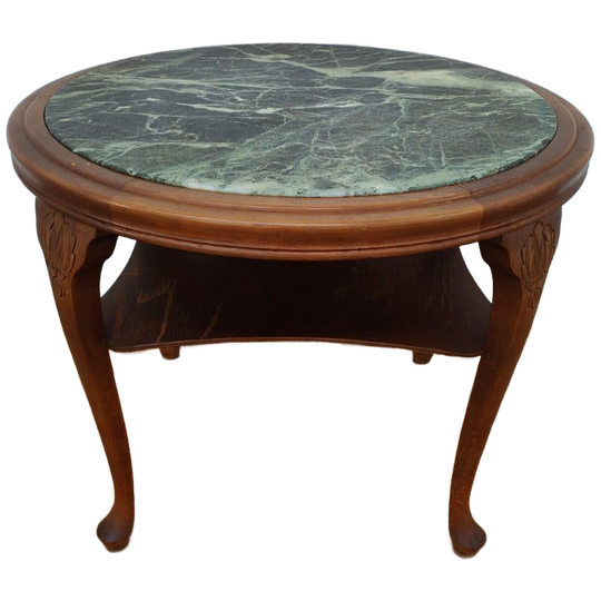 Vintage Ronde Salontafel Met Onyx Marmeren Blad 915 1