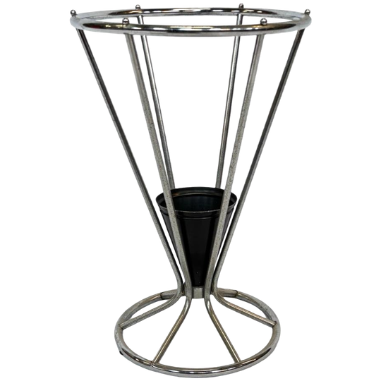 Vintage Paraplubak Chroom Rond Zwart Nederlands Art Deco 1