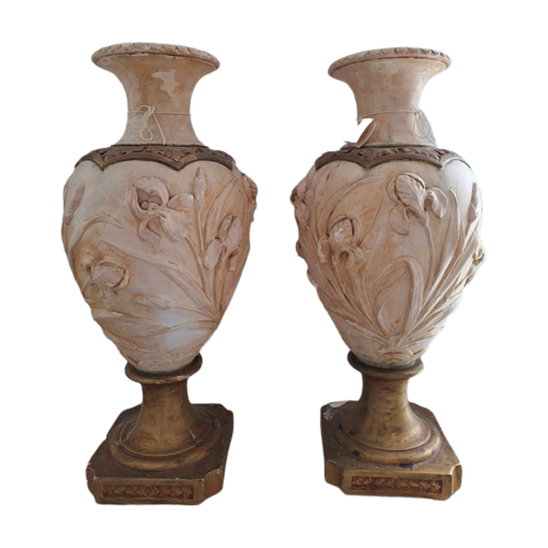 Vintage Gipsen Bokalen, Franse Vazen, Decoratieve Urnen