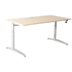 Solidesk Bureau, Eiken Blad, 160 X 80Cm, Hoogte Instelbaar Onderstel D.M.V. Handslinger thumbnail 1
