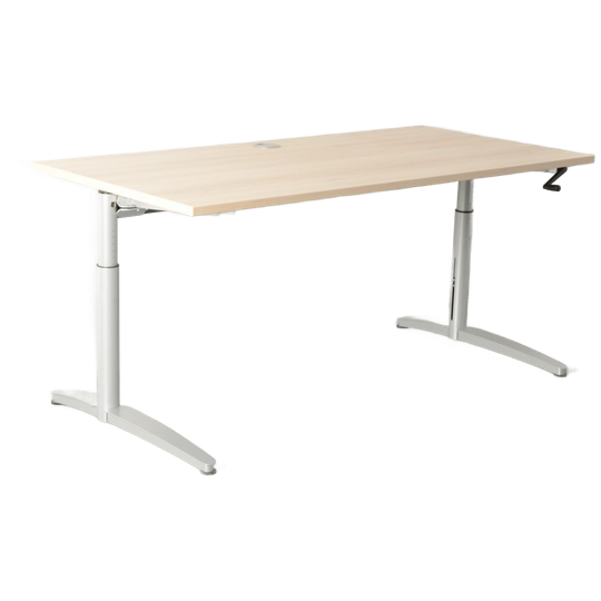 Solidesk Bureau, Eiken Blad, 160 X 80cm, Hoogte Instelbaar Onderstel D.m.v. Handslinger 1