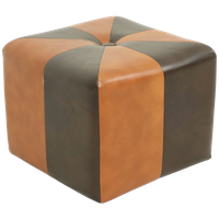 Vierkante Poef Skai Kunstleder Bruin Camel Patchwork 41cm