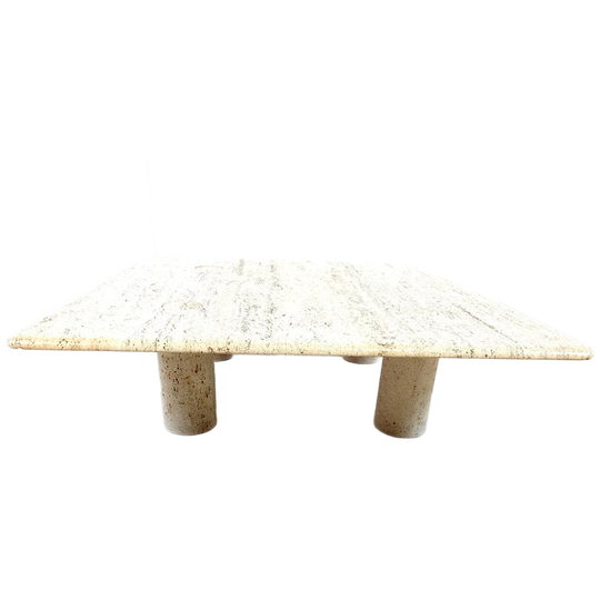 Angelo Mangiarotti Travertine Coffee Table For Up&up, Italy 1