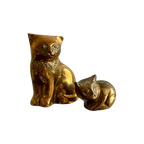 2x Vintage Messing Poezen Katten thumbnail 1