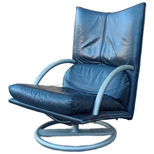 Vintage Rolf Benz Leren Swivel Fauteuil, Torino Bmp 1