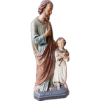 Groot Heiligenbeeld "jozef Met Kindje Jezus". thumbnail 1