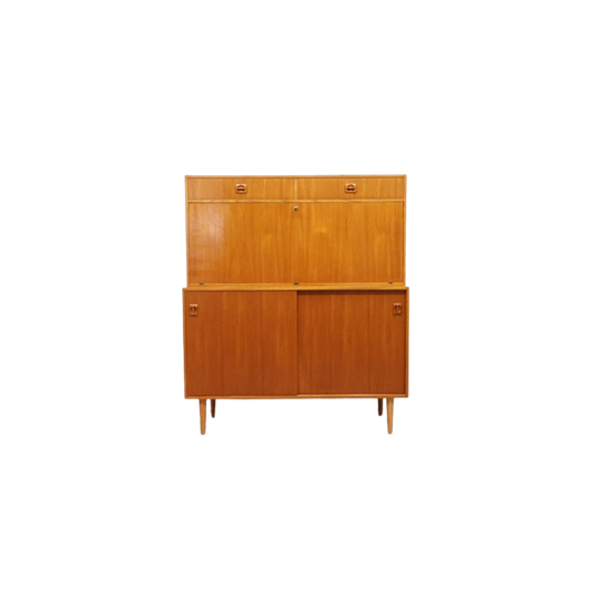 Vintage Wandmeubel Deens Met Klep En Lades 1