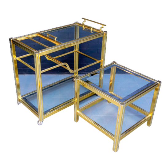 Hollywood Regency Trolley AND Side Table Set, 1970s 1