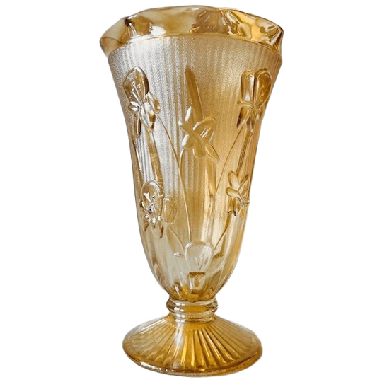 Vintage Jeannette Iriserend Perzik Carnaval Glas Vaas 1950’s 1