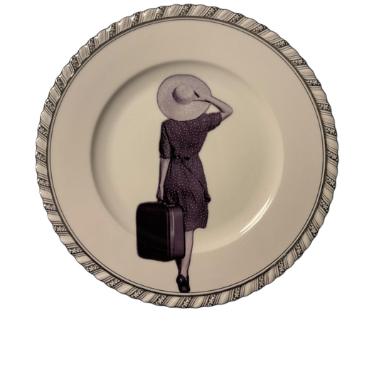 Vintage Wandbord Dame Op Reis 1