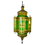 Arabian Hanging Pendant - Green Etched Glass And Tin thumbnail 1