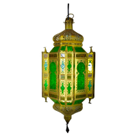 Arabian Hanging Pendant - Green Etched Glass And Tin