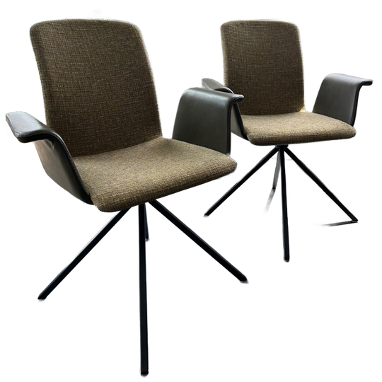 Set Van 2 Eetkamerstoelen. Duostoffering & Draaibare Zitting 1
