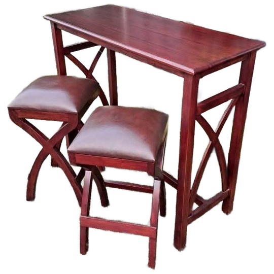 Mahonie Houten Ontbijttafel Met 2 Stoelen Met Lederen Bekle 1