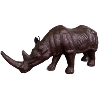 Grote Zeer Decoratieve Leren Neushoorn