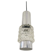 Vintage Hanglamp Chroom Glas Zwart