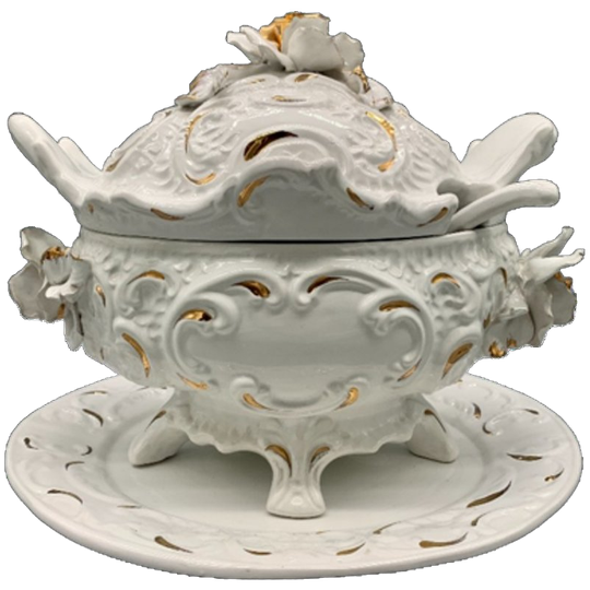 Vintage Terrine Capodimonte Wit/goud 1