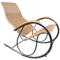Vintage Chrome And Wicker Rocking Chair, 1970S