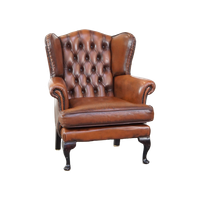 Zeer Mooie, Statige, Rundleren Chesterfield Oorfauteuil Met Elegante Pootjes In Een Fijne Kleur