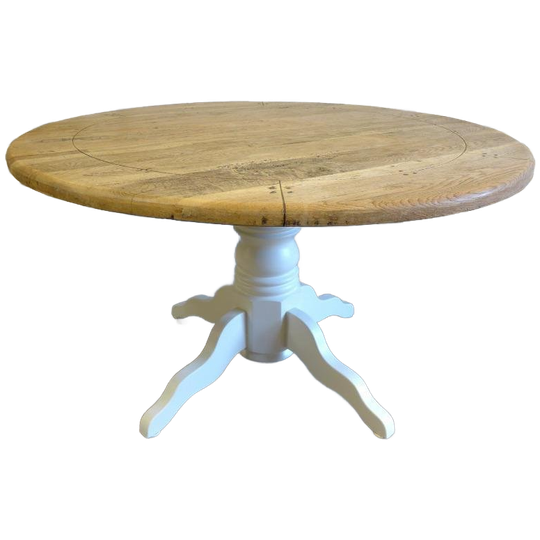 Prachtige Witte Landelijke Ronde Eiken Eettafel 130 Cm 1