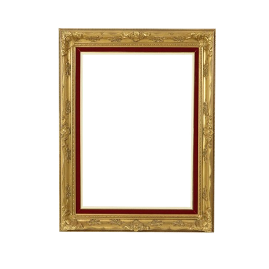 Vintage Vergulde Lijst Barok Stijl Rood Fluweel Klassiek 66x56cm 1