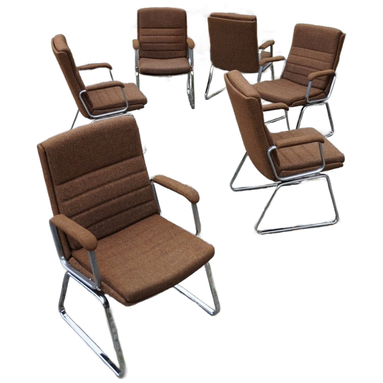 6 X Retro Vintage Vergaderstoelen/ Bureaustoelen, Jaren 70 1