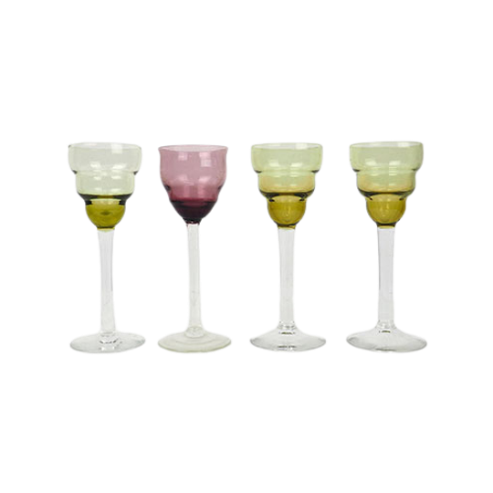 Set Vintage Art Deco Gekleurde Borrelglaasjes 1