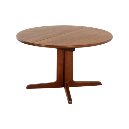 Ronde 2X Verlengbare Eettafel 'Aabybro' Vintage Massief Teak