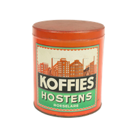 Oud Rood Koffie Blik Hostens Roeselare Eerste Helft 20Ste Eeuw Art Deco Stijl 18Cm