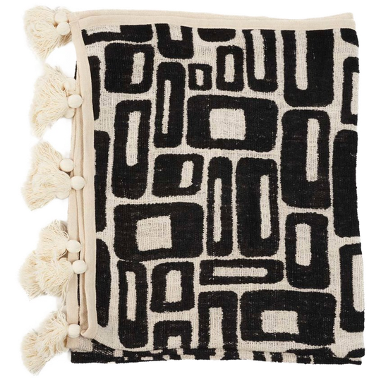 Bazar Bizar | De Aztec Bedsprei - Naturel Zwart 1