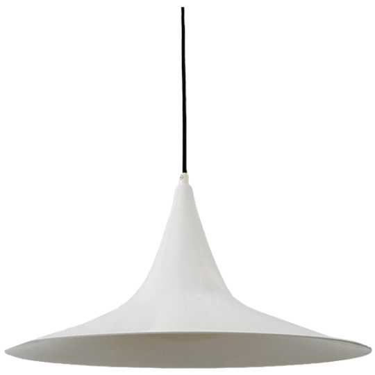 Vintage Trompet Lamp Heksenhoed Wit Metaal 1