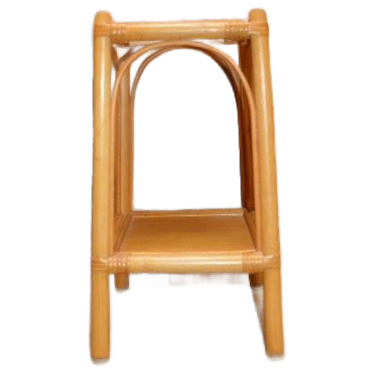 Vintage Rotan Tafeltje Met Houten Blad En Gelakte Afwerking 1