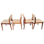 Set Van 4 Vintage Deens Design Teakhouten Eetkamerstoelen thumbnail 1
