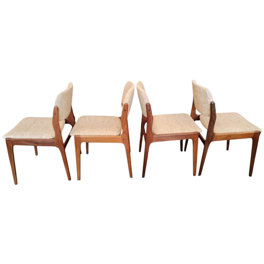 Set Van 4 Vintage Deens Design Teakhouten Eetkamerstoelen 1