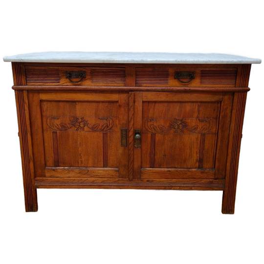 Vintage Antiek Dressoir Commode Ladekast Badkamermeubel Met Marmer Blad 501 1