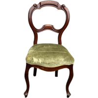Pretty Antique Chairs Covered With Almond Green Velvet.