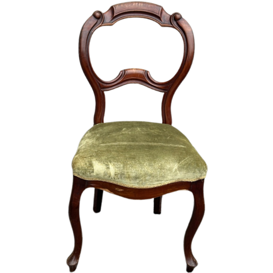 Pretty Antique Chairs Covered With Almond Green Velvet. 1