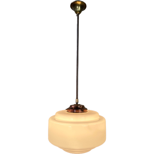 Art Deco Hanglamp – Opaline En Messing