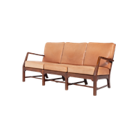 Mid-century Danish Modern 3-seats Sofa With Cognac Leather Cushions