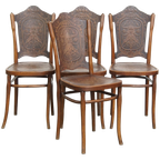 Set Van 4 Originele Antieke Jacob En Josef Kohn Bentwood Design Thonet Stoelen Uit Begin 20e Eeuw thumbnail 1