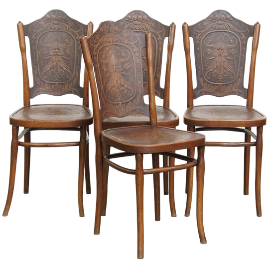 Set Van 4 Originele Antieke Jacob En Josef Kohn Bentwood Design Thonet Stoelen Uit Begin 20e Eeuw 1