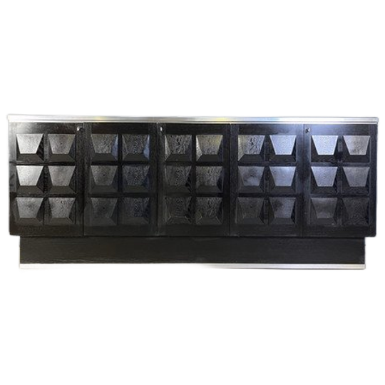 Black Brutalist Credenza, 1970s 1