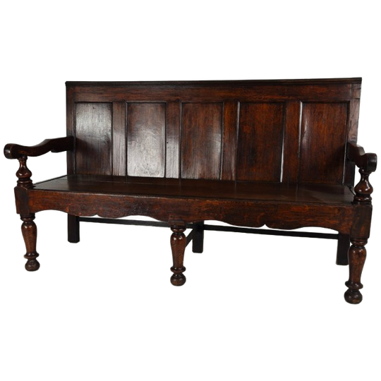 18e-eeuwse Georgische Eikenhouten Bank – Gedateerd Circa 1790 1