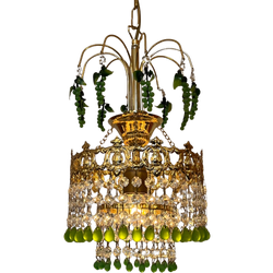 Vintage Echte Murano Druiven Hanglamp Groene Druiventrossen